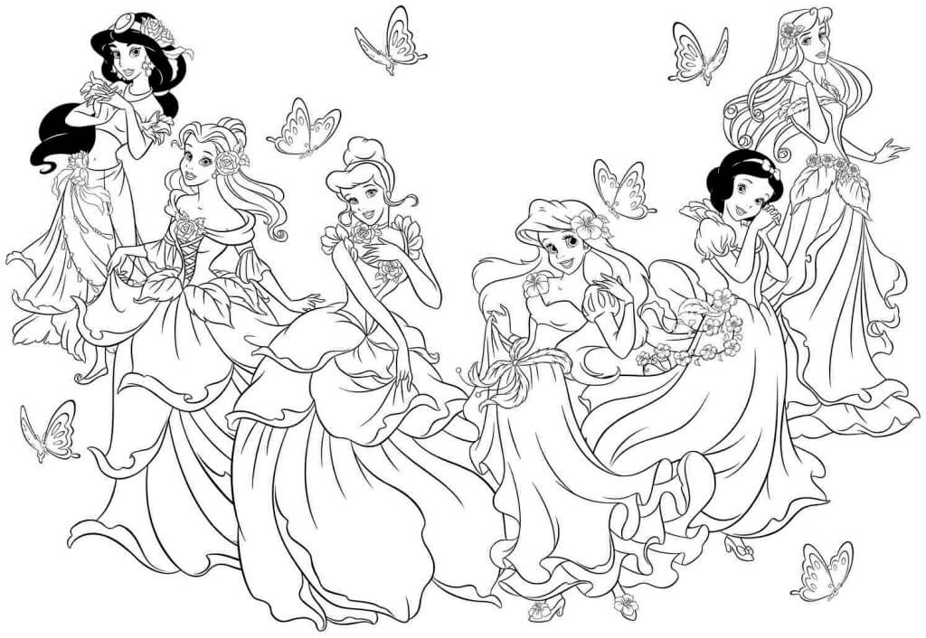 Alle Disney-Prinsesser Tegninger til Farvelægning