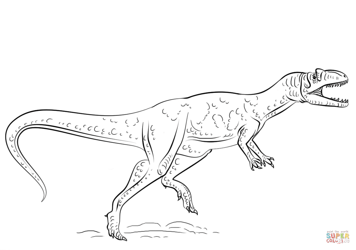 Allosaurus Tegninger til Farvelægning