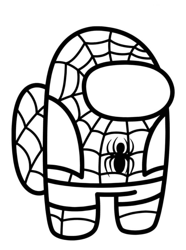 Among Us Spiderman Hud Tegninger til Farvelægning