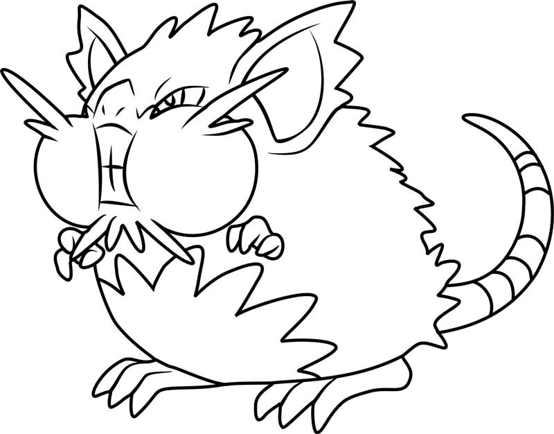Angry Alolan Raticate Tegninger til Farvelægning