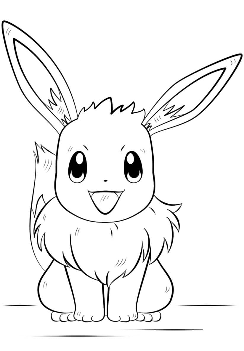 Beautiful Smiling Eevee Tegninger til Farvelægning