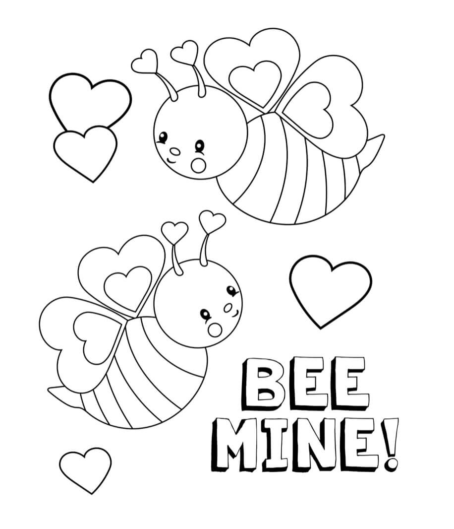 Bee Mine I Valentine Tegninger til Farvelægning