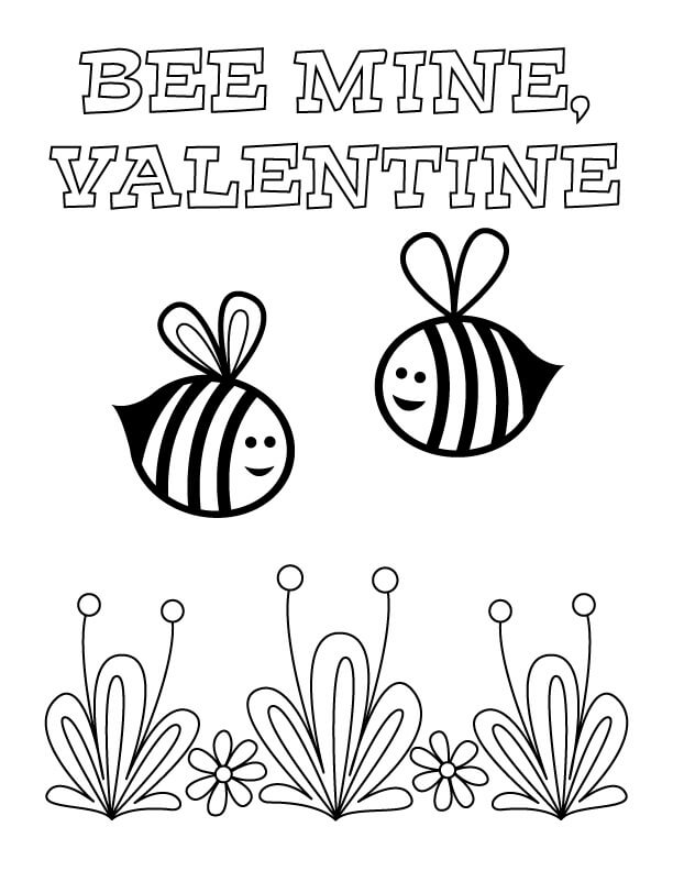 Bee Mine Valentin Tegninger til Farvelægning