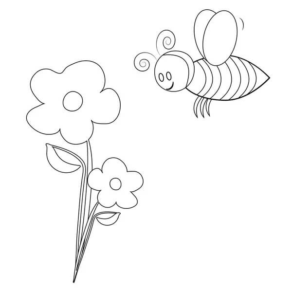 Bi Og Blomst Tegninger til Farvelægning