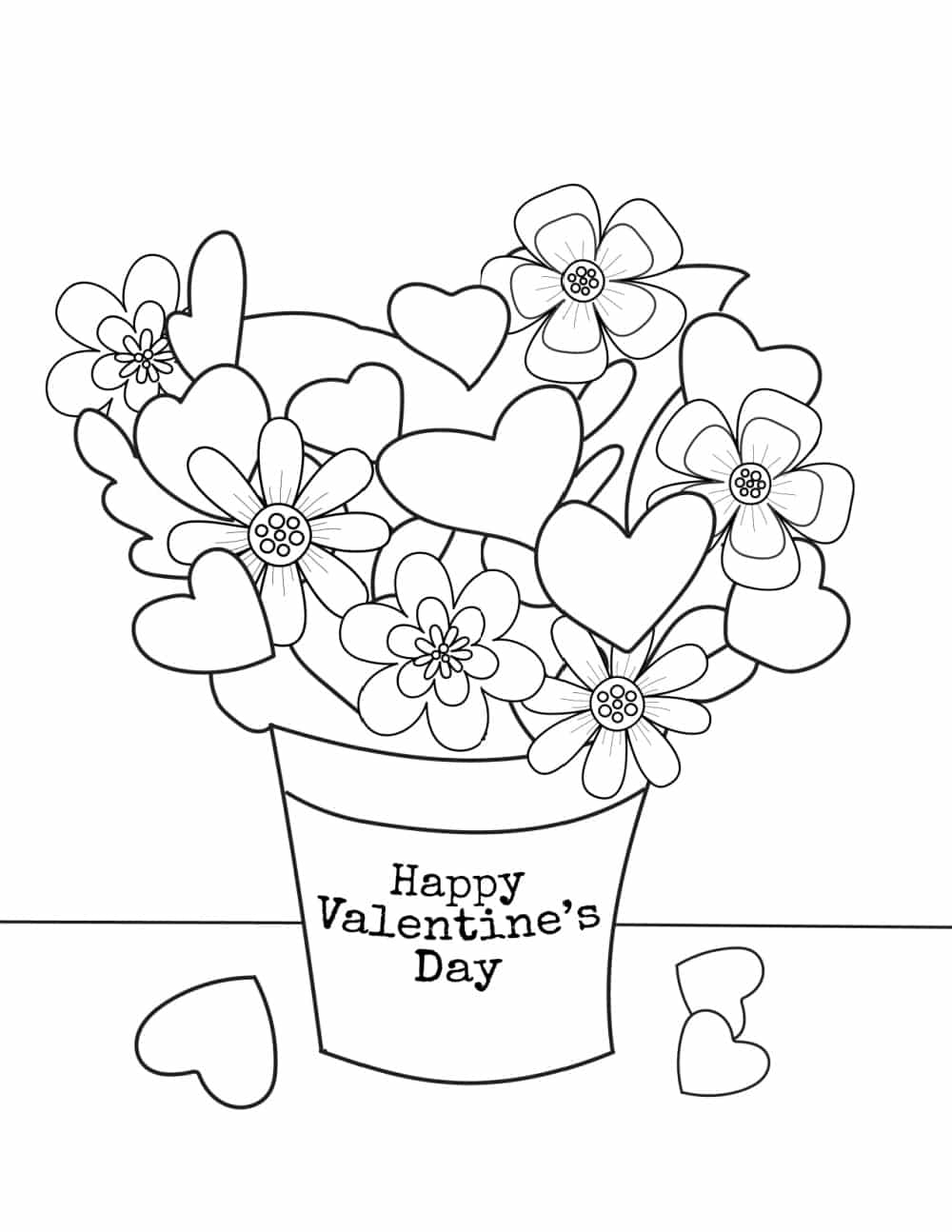 Blomsterpotte Til Glædelig Valentinsdag Tegninger til Farvelægning