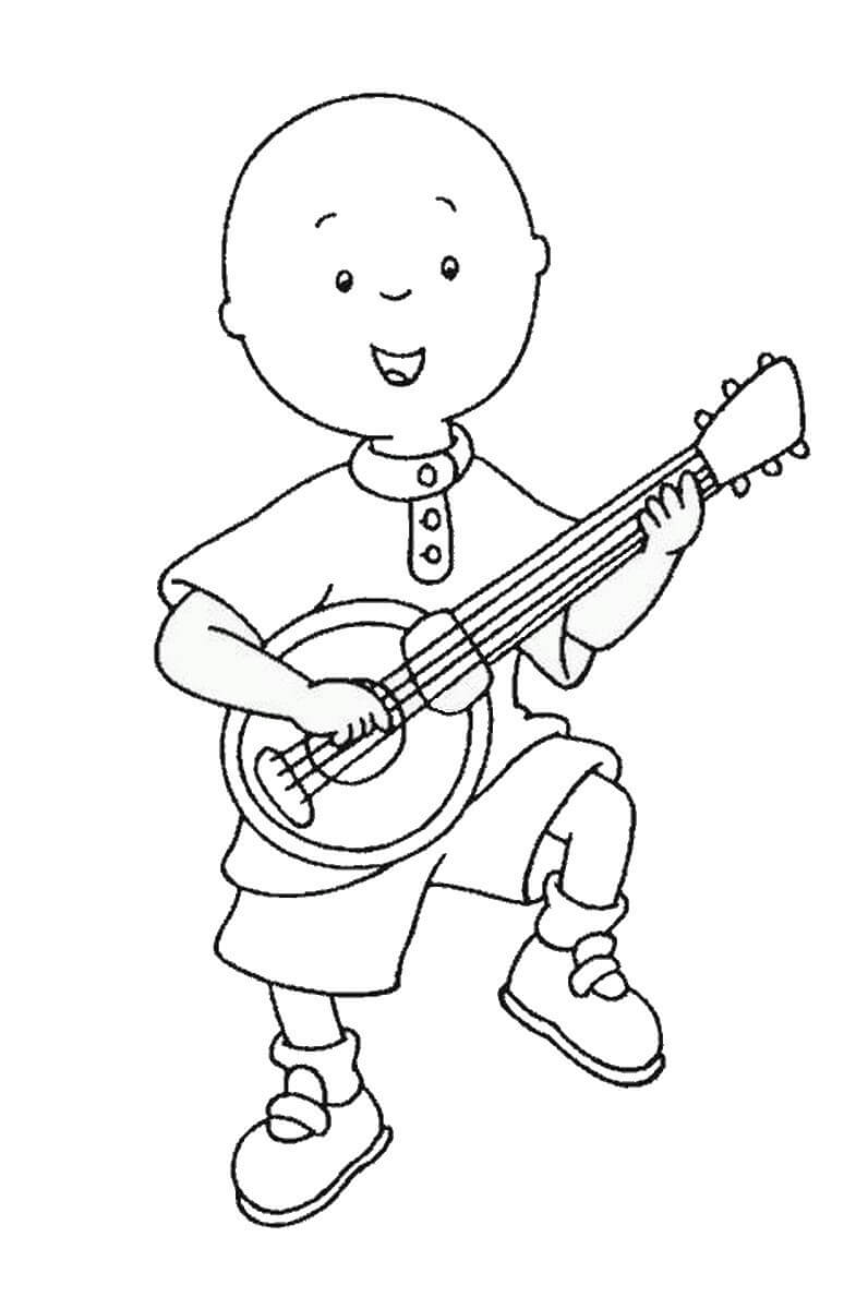 Caillou Spiller Guitar Tegninger til Farvelægning