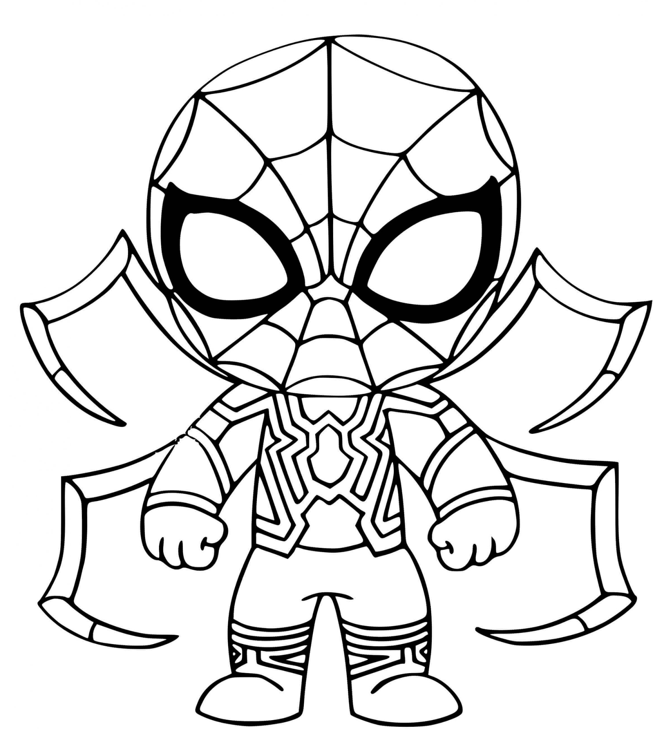 Chibi Jern Spiderman Tegninger til Farvelægning
