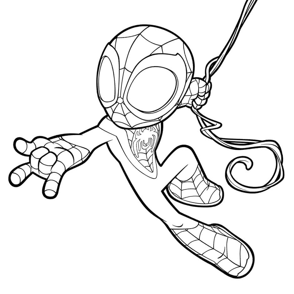 Chibi Spider Man Klatring Tegninger til Farvelægning