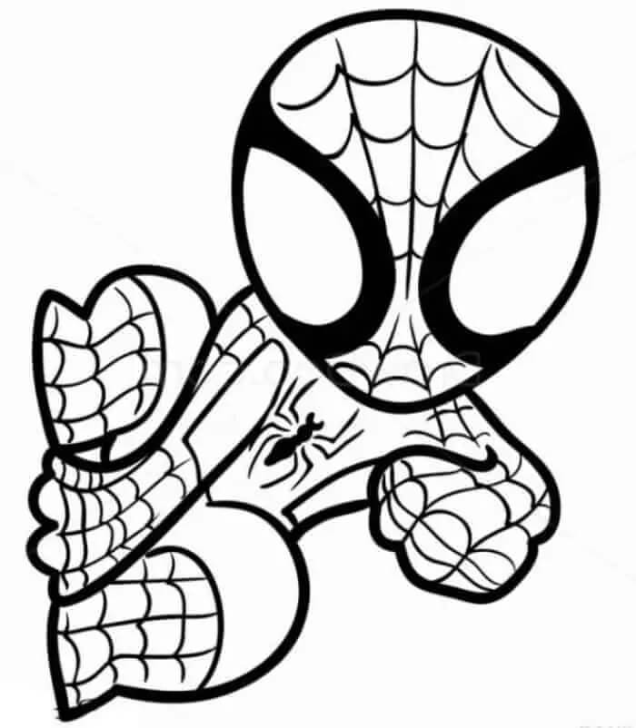 Chibi Spiderman Klatring Tegninger til Farvelægning