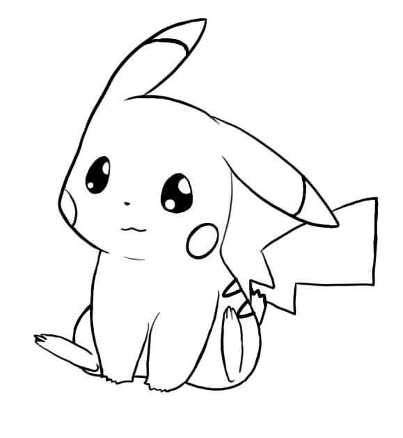 Cute Pikachu Sitting Tegninger til Farvelægning