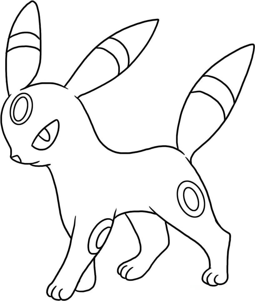 Cute Umbreon Walking Tegninger til Farvelægning