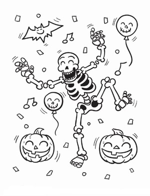 Dansende Skelet Tegninger til Farvelægning