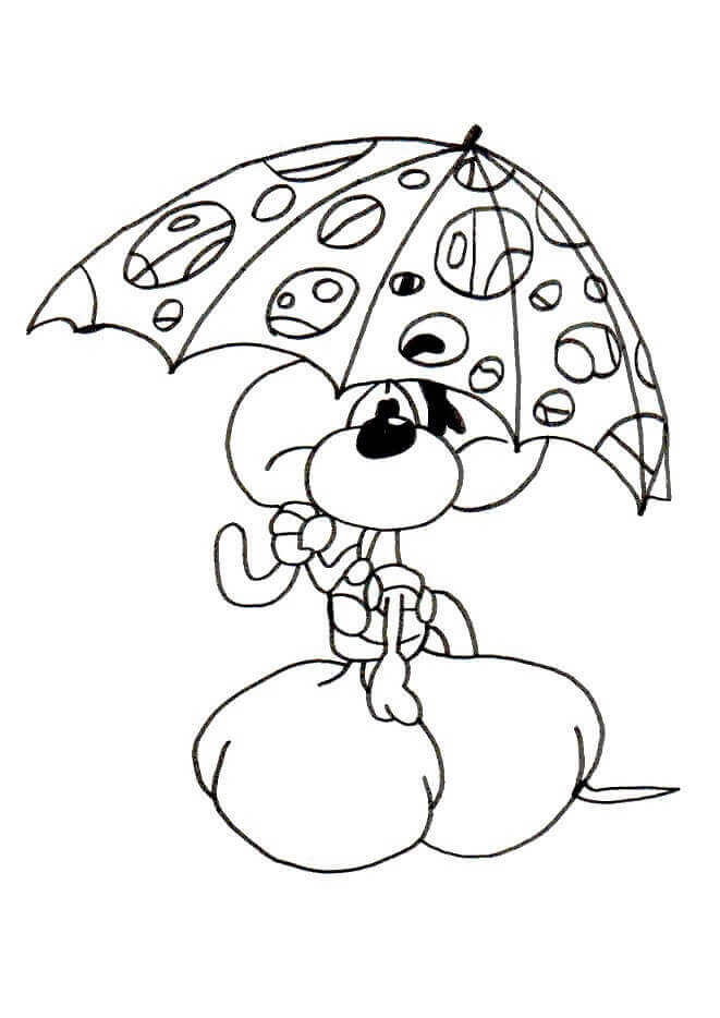 Diddl Holder Paraply Tegninger til Farvelægning