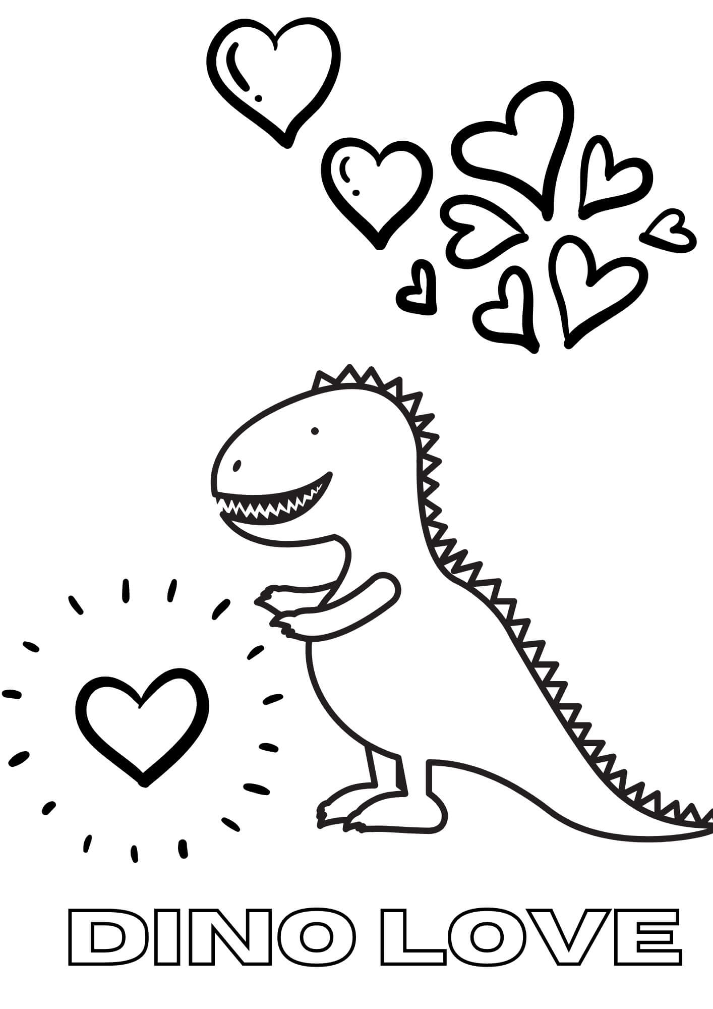 Dino Kærlighed I Valentine Tegninger til Farvelægning