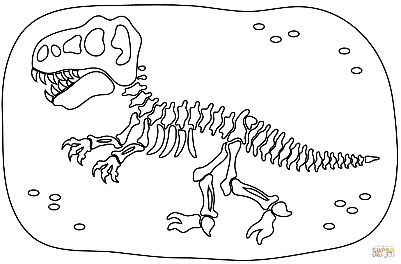 Dinosaur Fossil Tegninger til Farvelægning