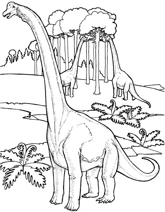 Dinosaur Med Tre Lang Hals Tegninger til Farvelægning