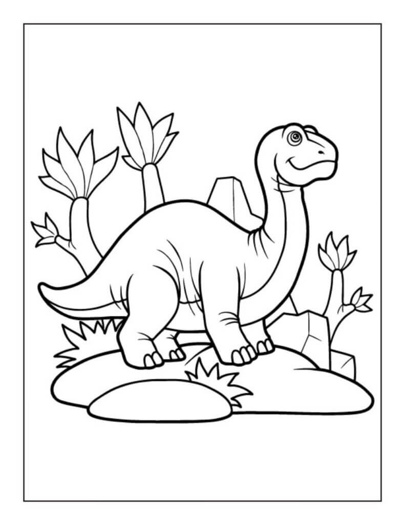 Dinosaur på Klippen Tegninger til Farvelægning