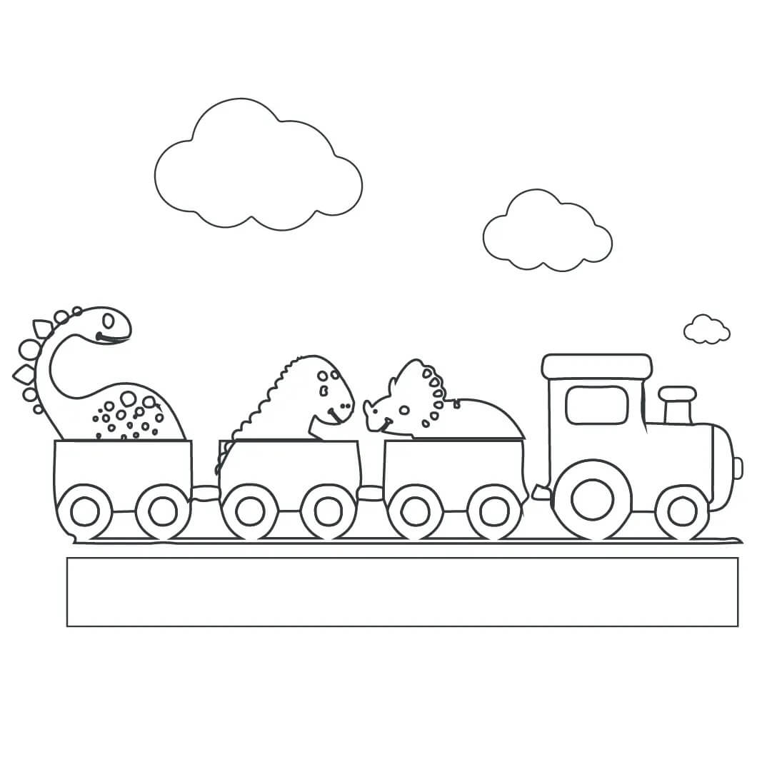 Dinosaur Tog Tegninger til Farvelægning