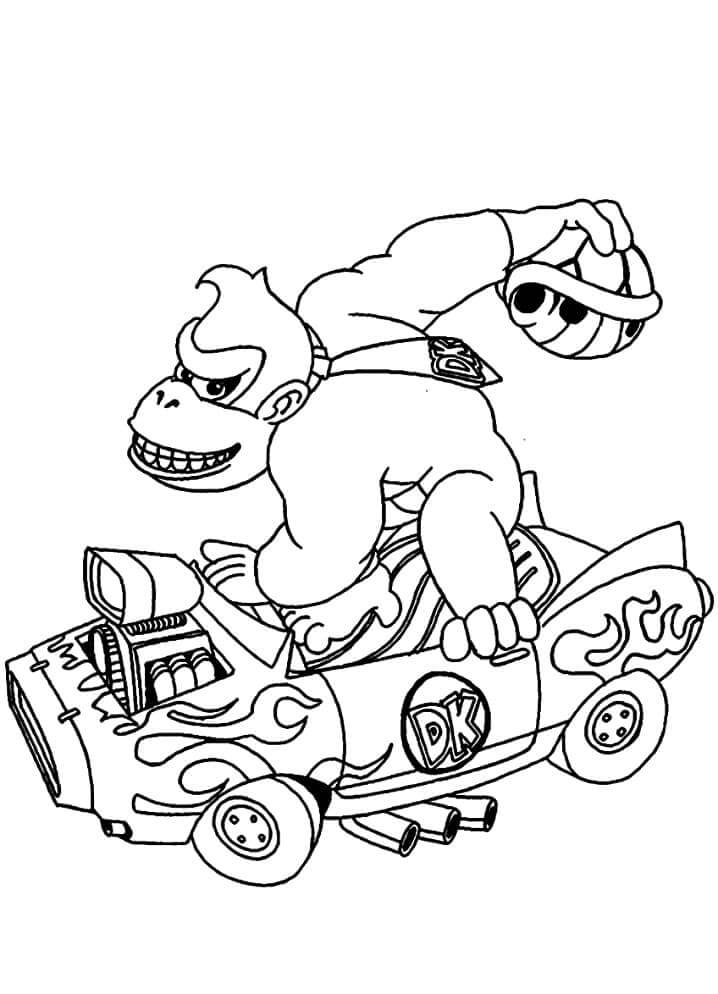 Donkey Kong Kørende Bil Tegninger til Farvelægning