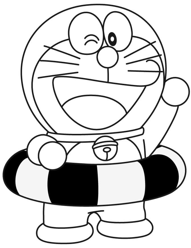 Doraemon Går Til Svømning Tegninger til Farvelægning