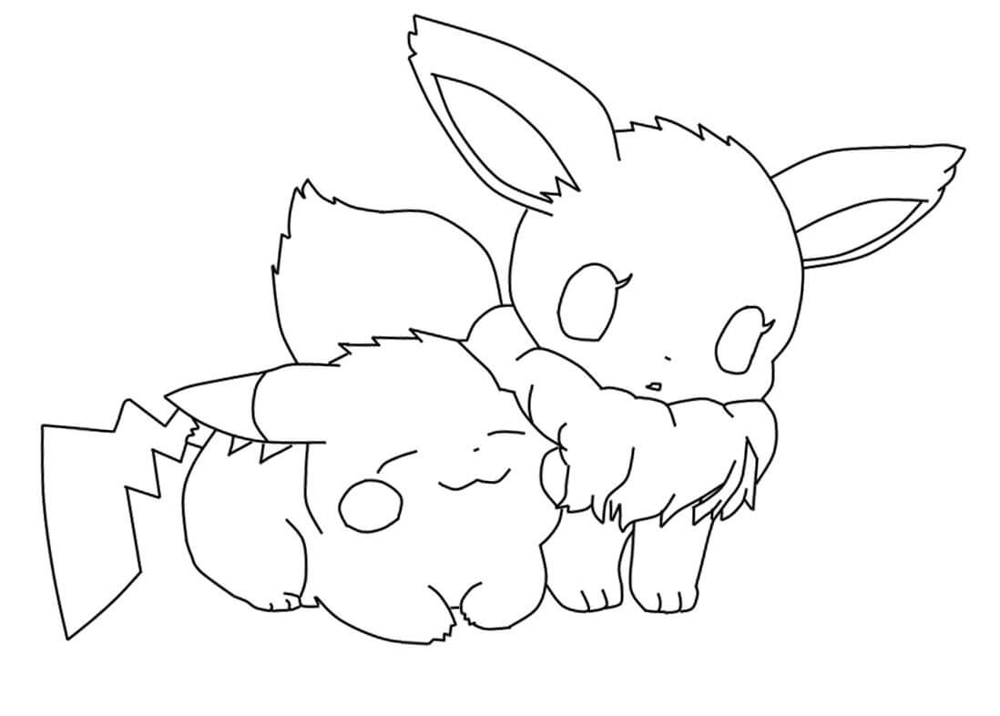 Eevee and Pikachu Tegninger til Farvelægning