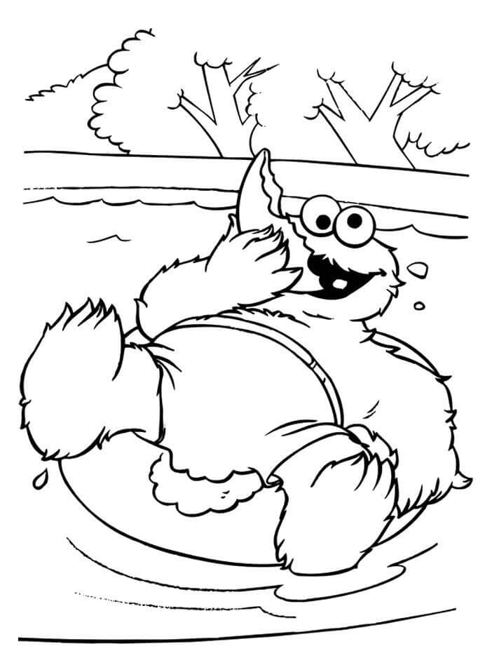 Elmo Spiser I Swimmingpoolen Tegninger til Farvelægning