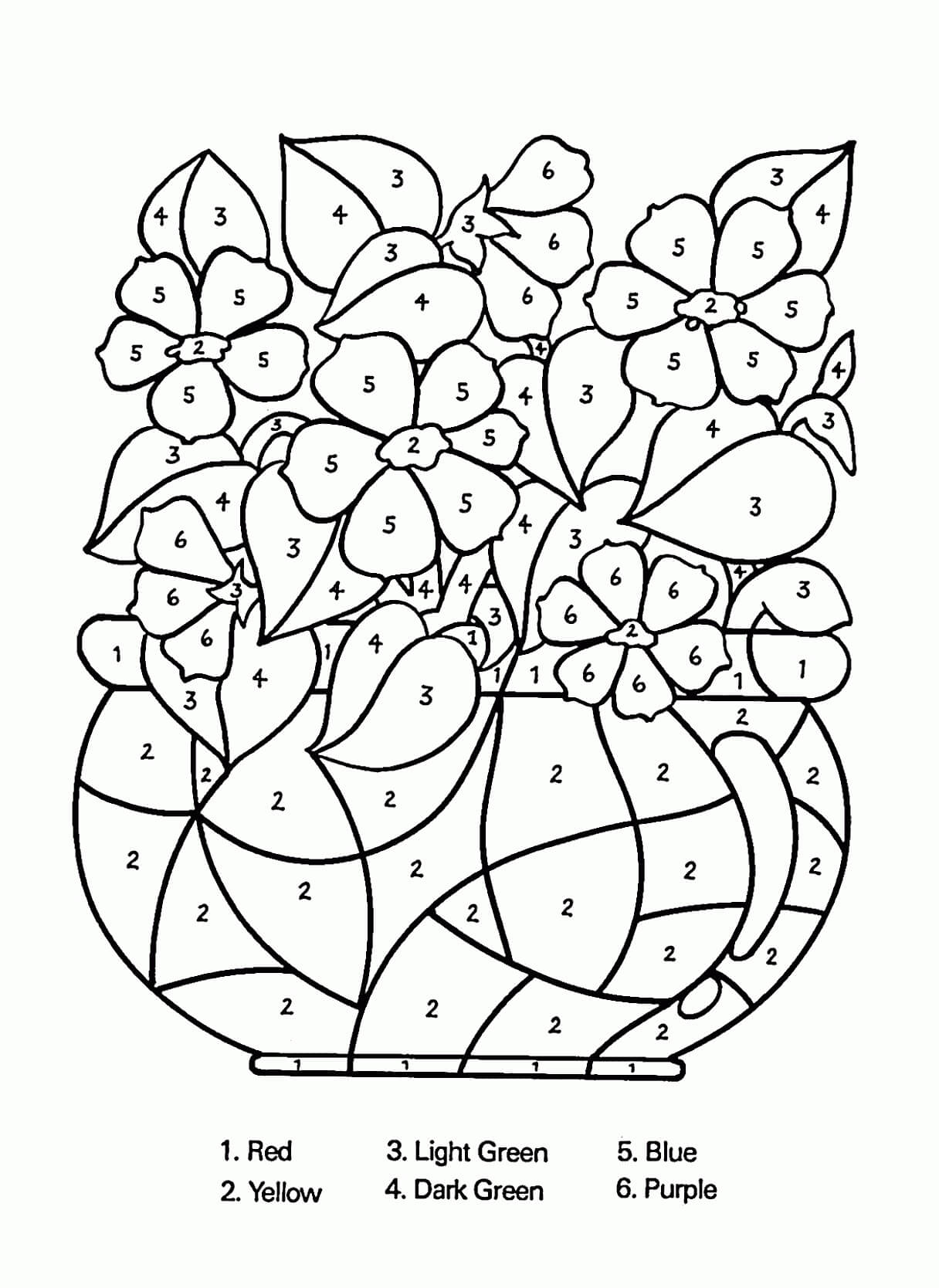 Enkel vase med blomster, farve efter nummer Tegninger til Farvelægning