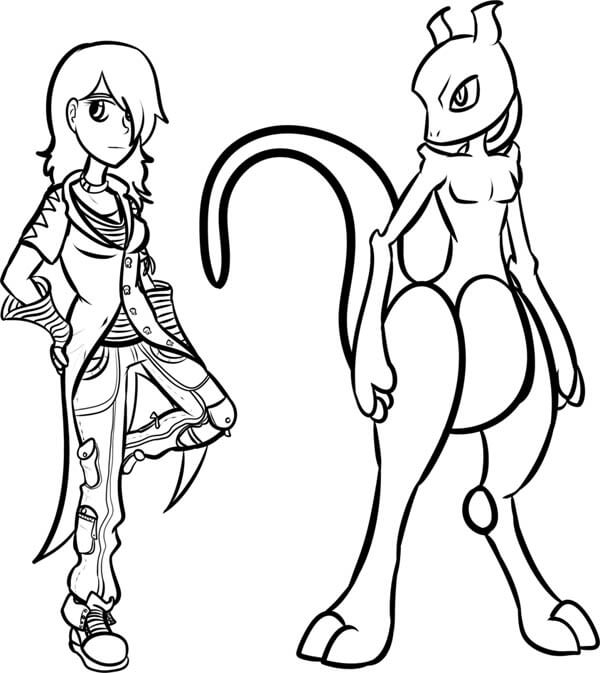Fenn and Mewtwo Tegninger til Farvelægning
