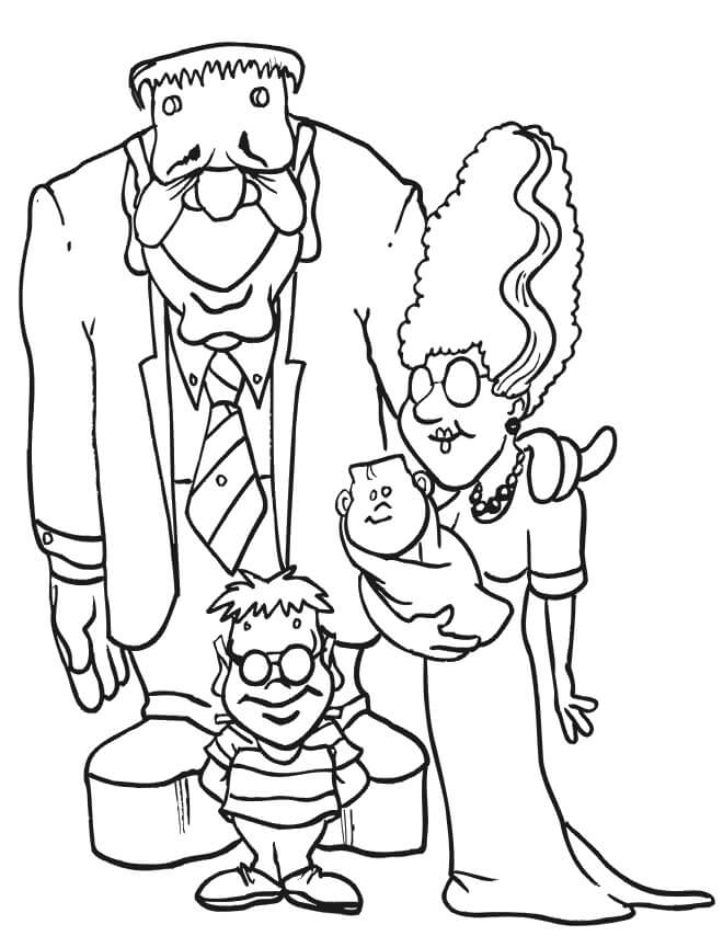 Frankenstein Og Den Lykkelige Familie Tegninger til Farvelægning
