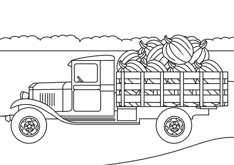 Frugt Pickup Lastbiler Tegninger til Farvelægning