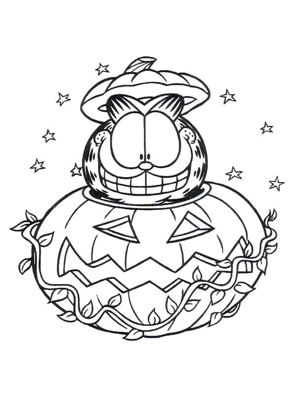 Garfield Glad I Halloween Græskar Tegninger til Farvelægning