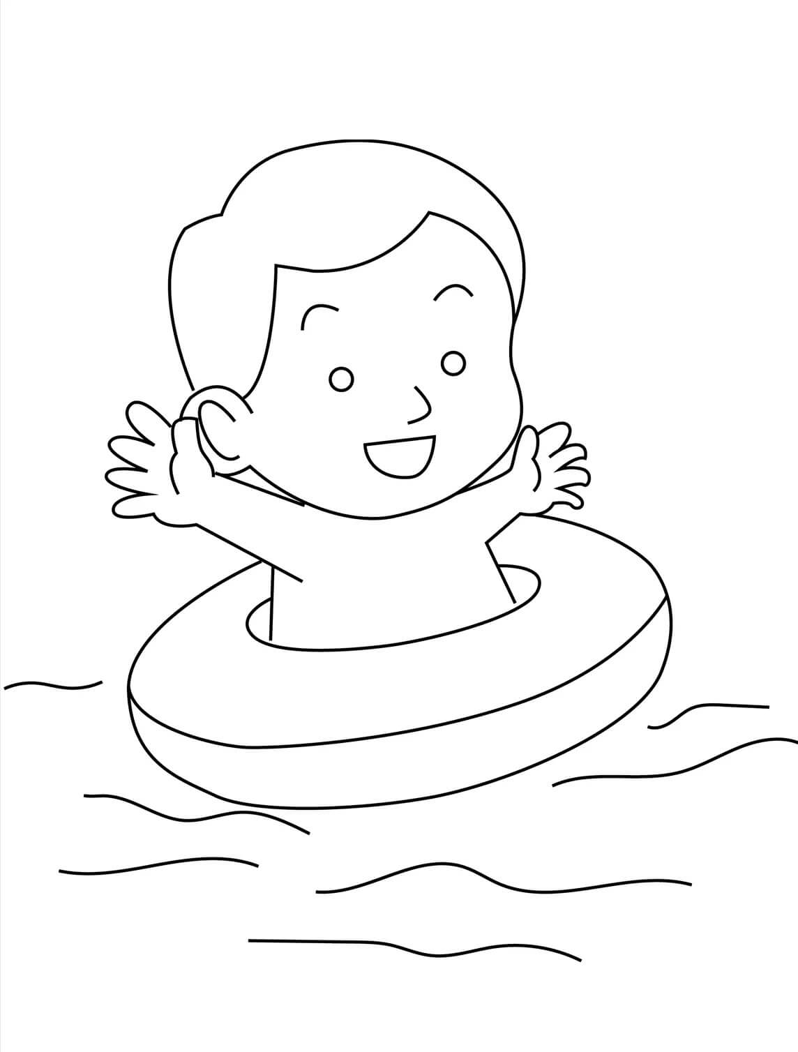 Glad Børnesvømning Tegninger til Farvelægning