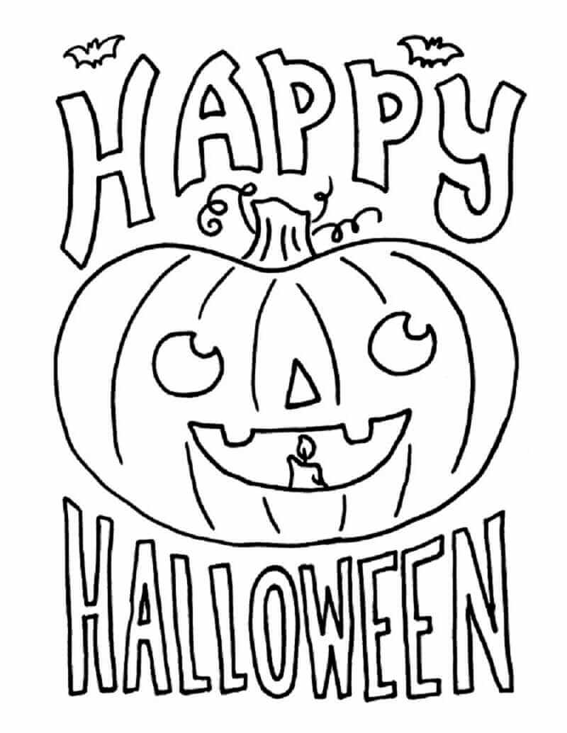 Glædelig Halloween Med Græskar Tegninger til Farvelægning