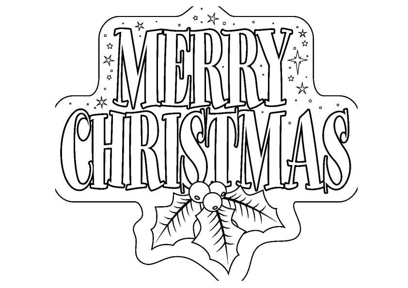 Glædelig Jul Klistermærke Tegninger til Farvelægning