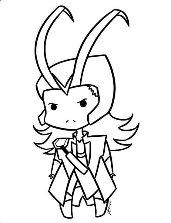 God Chibi Loki Tegninger til Farvelægning