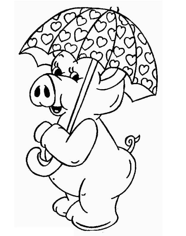 Gris Holder Paraply Tegninger til Farvelægning