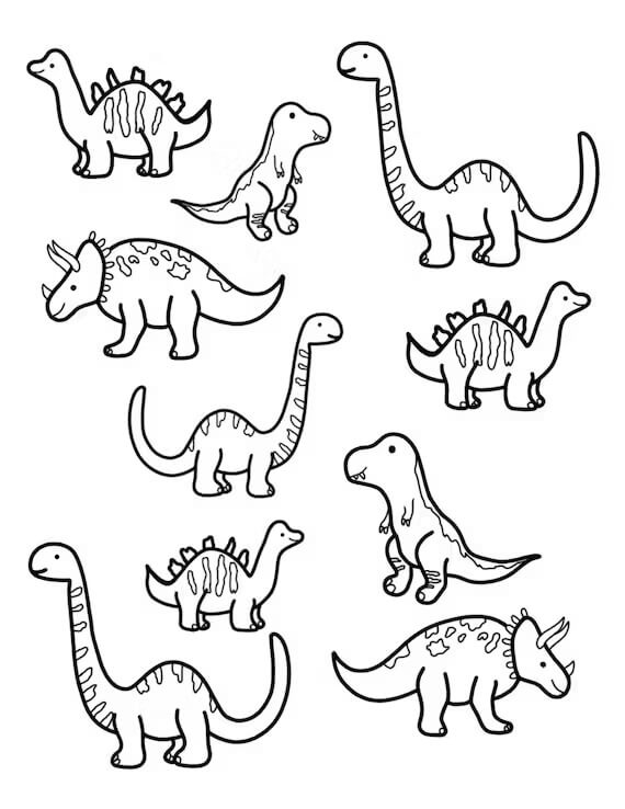 Grundlæggende Dinosaurer Tegninger til Farvelægning
