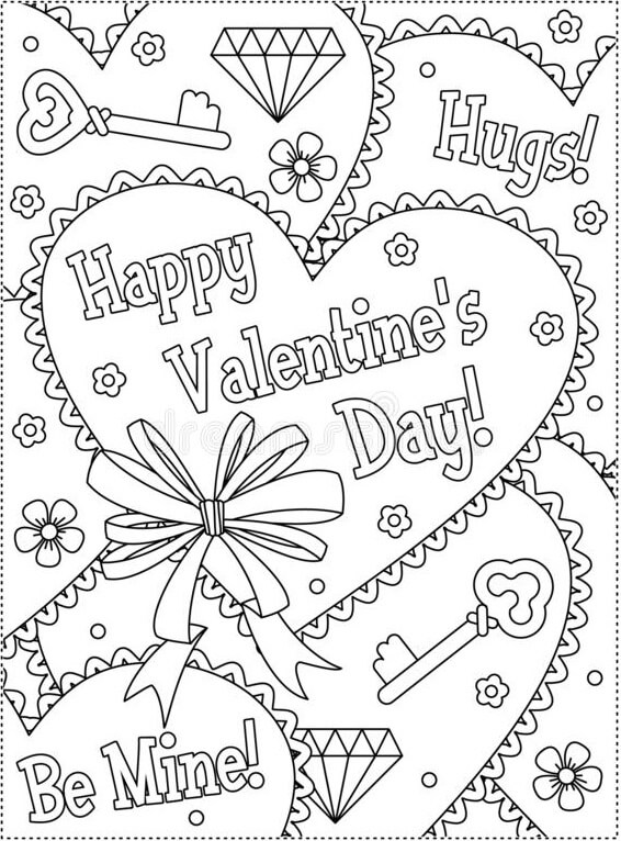 Grundlæggende Glædelig Valentinsdag Tegninger til Farvelægning