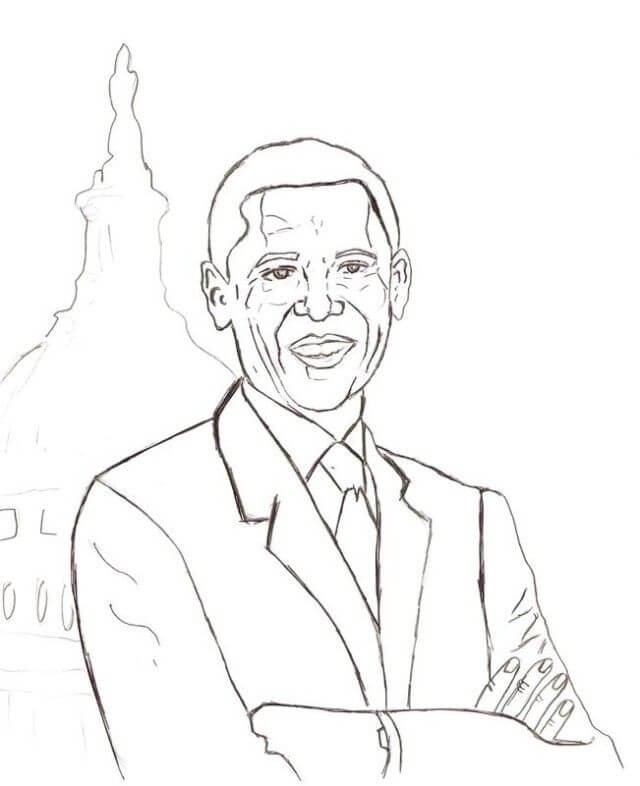 Grundlæggende Obama Tegninger til Farvelægning