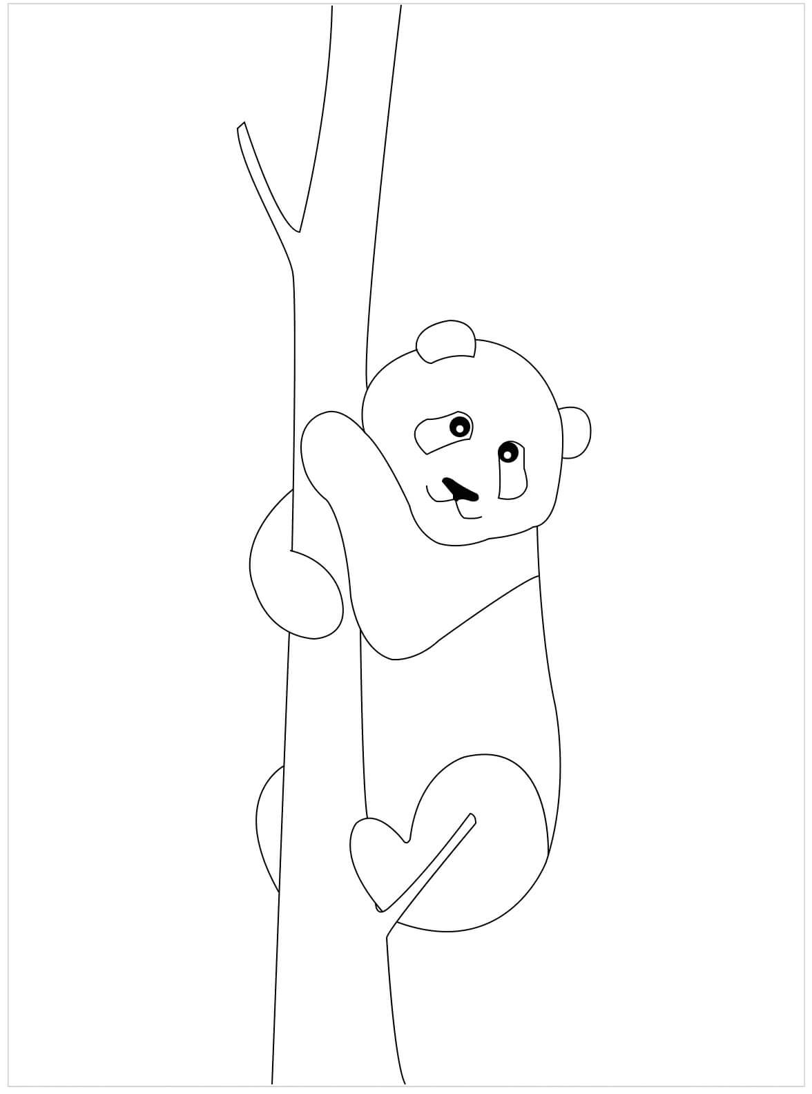 Grundlæggende Panda-Klatrereb Tegninger til Farvelægning