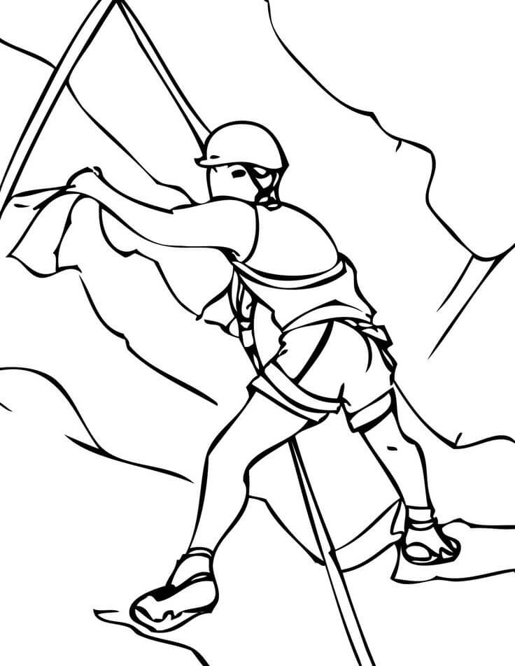 Grundlæggende Tegning Mand klatring Bjerg Tegninger til Farvelægning