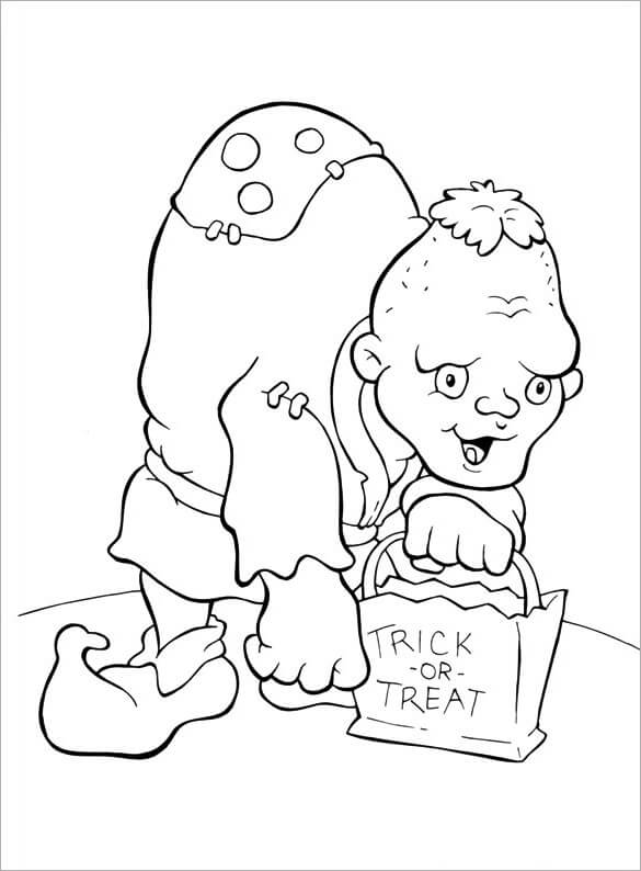 Halloween Monster Trick Eller Godbid Tegninger til Farvelægning