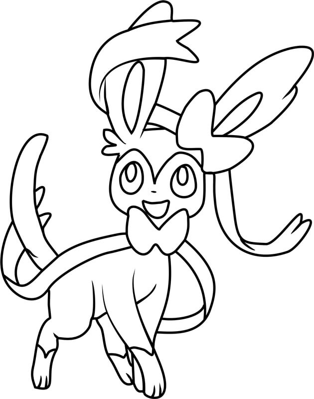 Happy Pokemon Sylveon Tegninger til Farvelægning