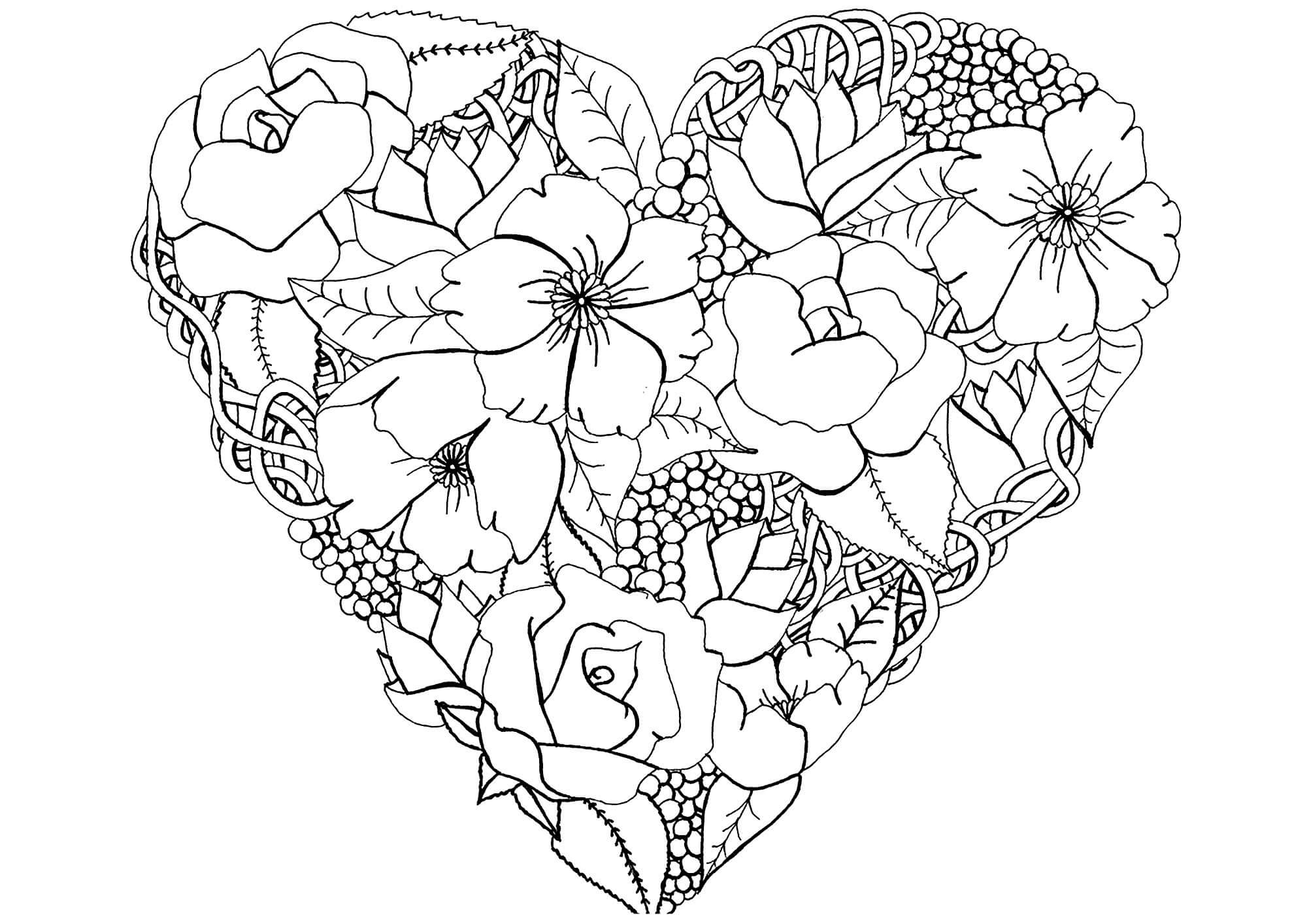 Hjerte Blomst Tegninger til Farvelægning