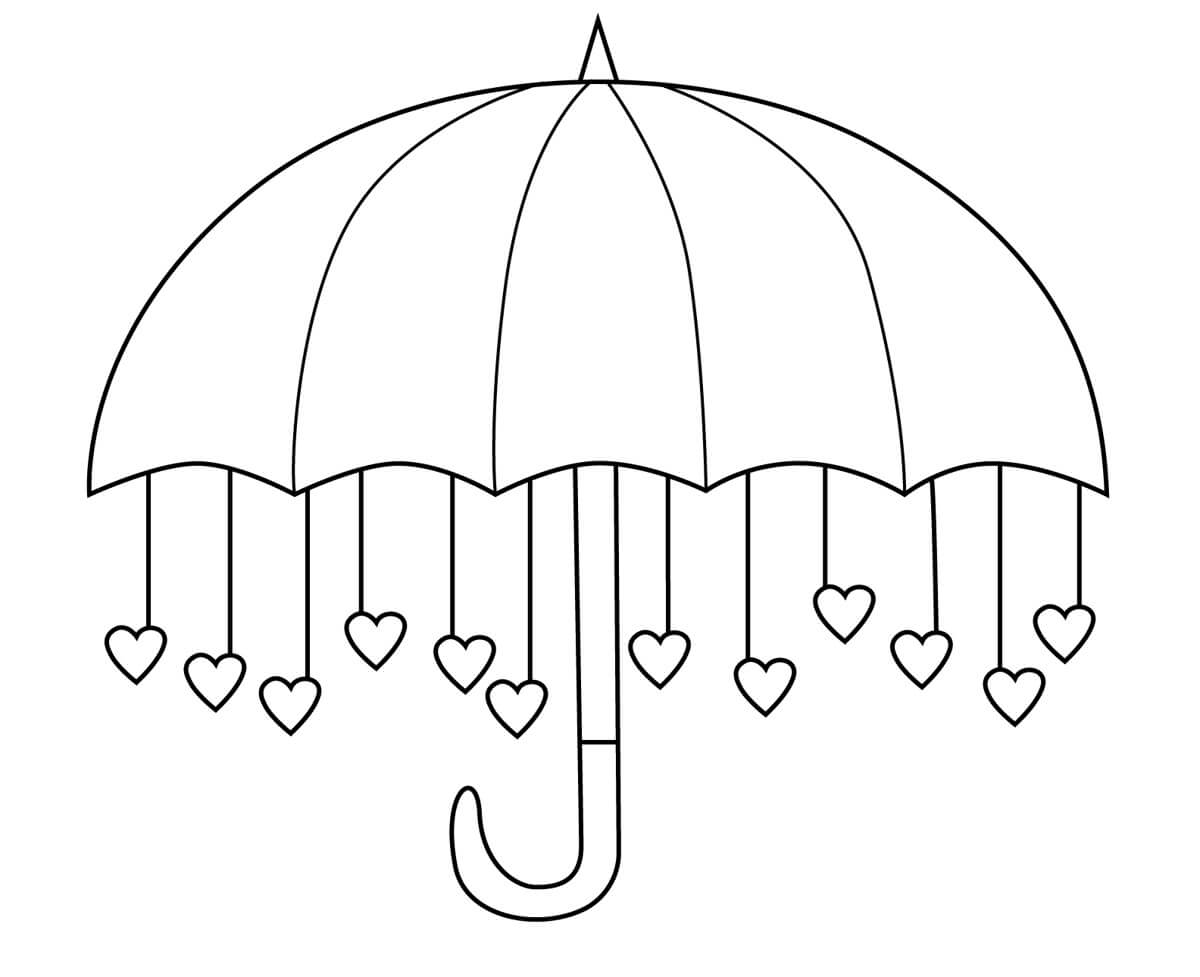 Hjerte Paraply Tegninger til Farvelægning