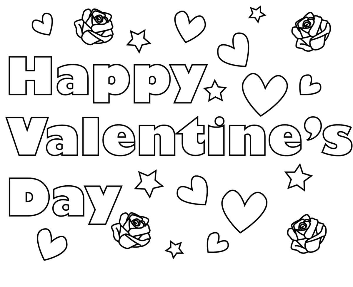 Hjerter Og Roser I Valentine Tegninger til Farvelægning