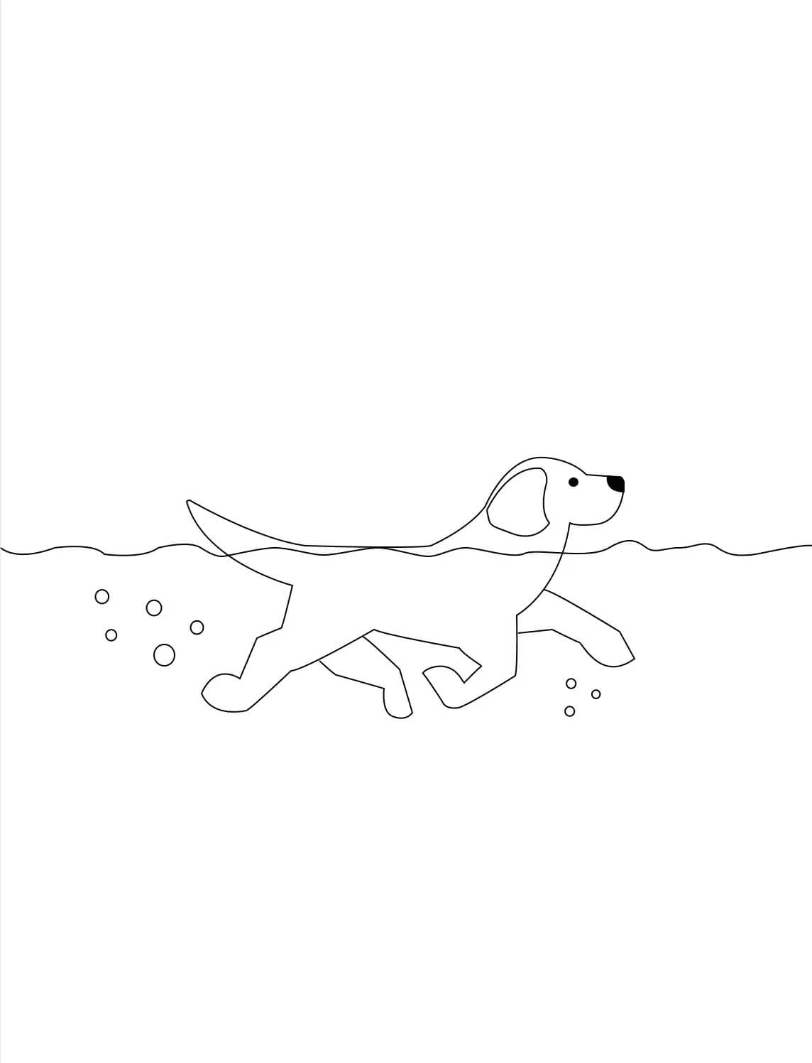 Hunde Svømning Tegninger til Farvelægning