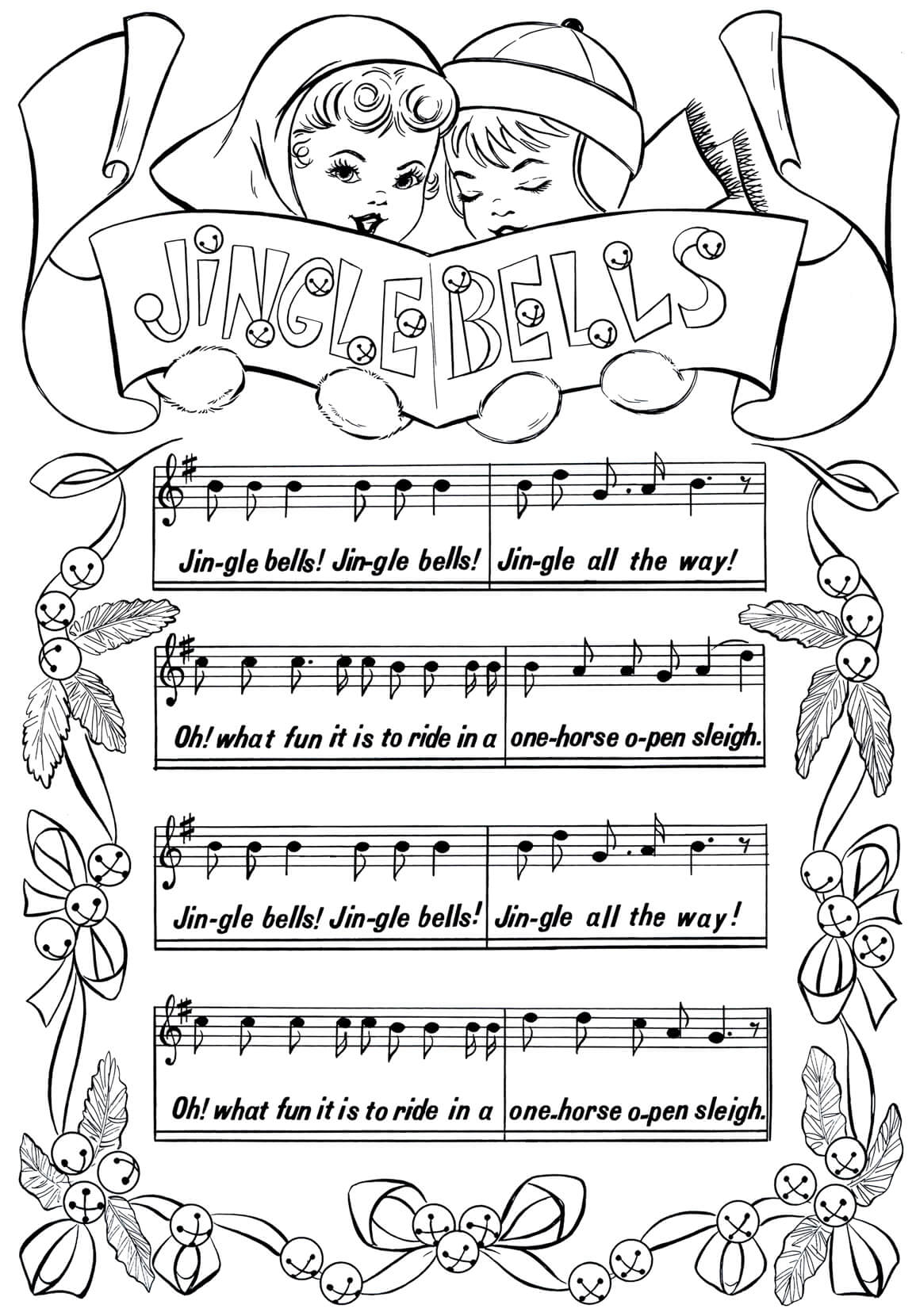 Jingle Bells Sang Tegninger til Farvelægning