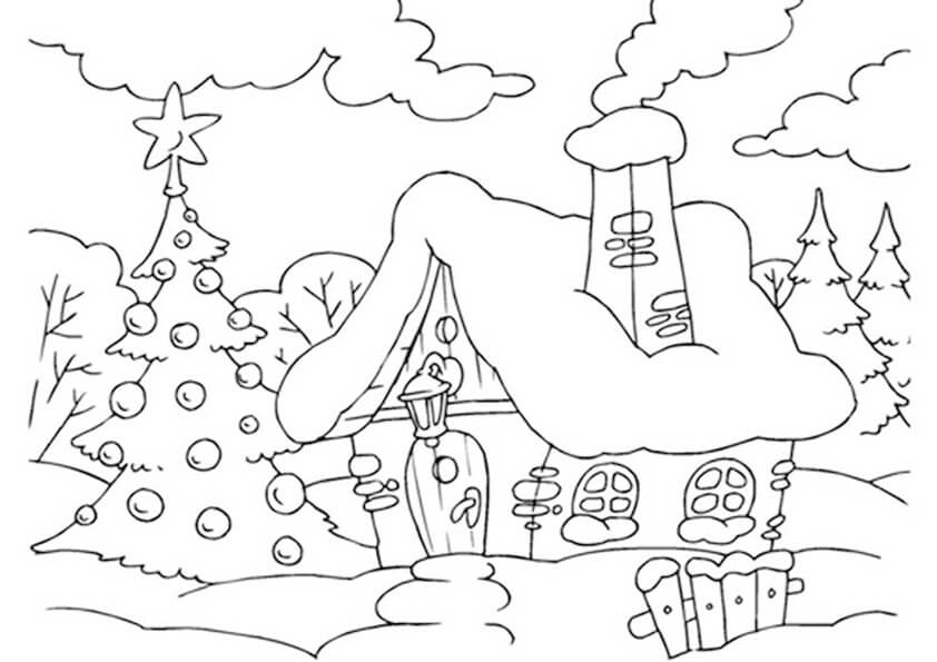 Julelandskab Tegninger til Farvelægning