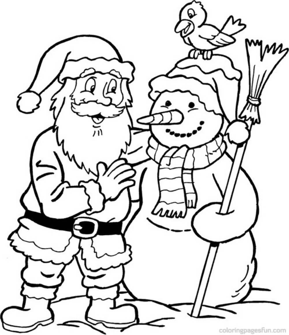 Julemanden Bygger Snemand Tegninger til Farvelægning